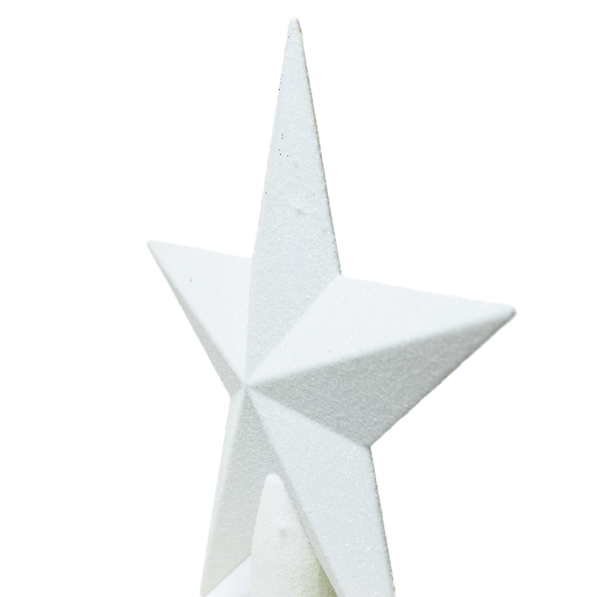 Fehér glitteres csúcsdísz csillag 19 cm