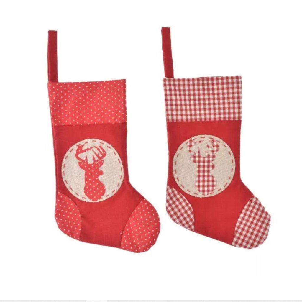 Piros-fehér kockás és pöttyös textil mikuláscsizma, 30 cm, 2. kép