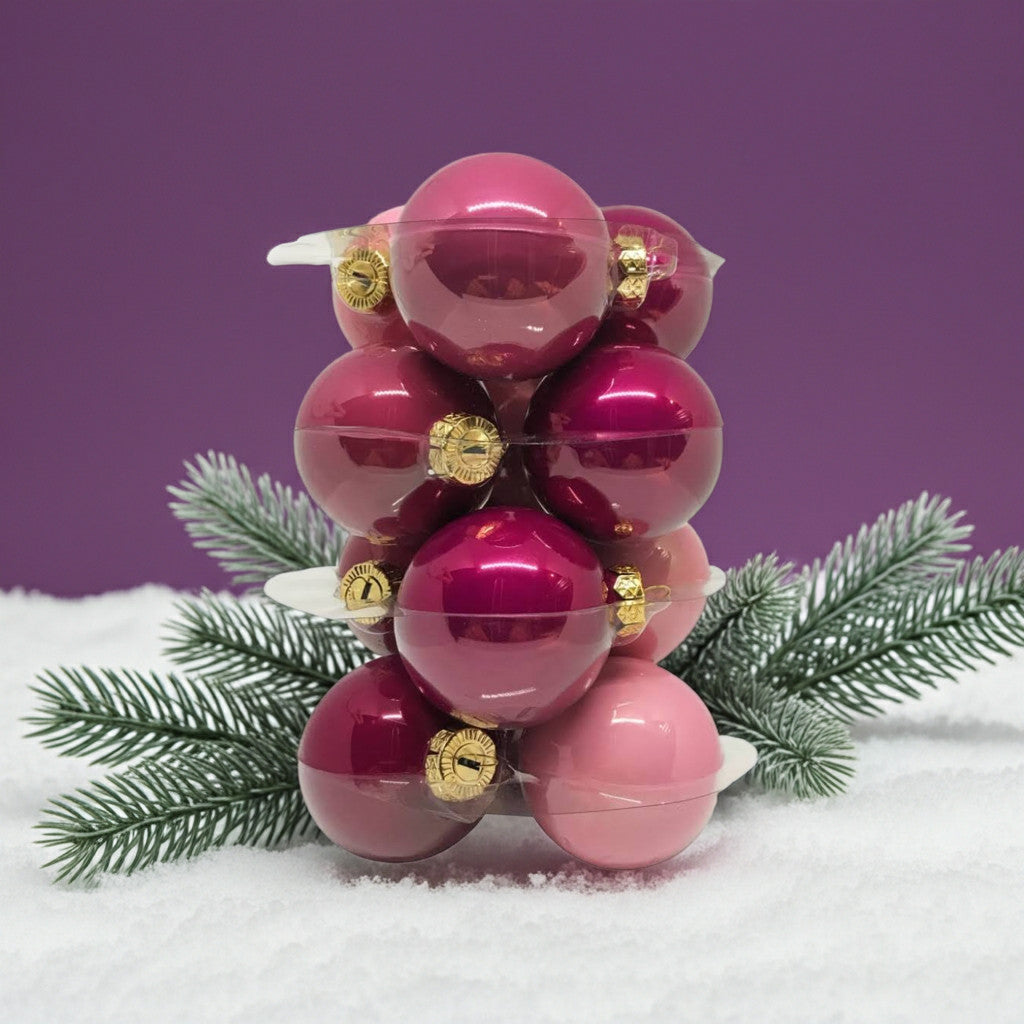 Jolly Spirit rózsaszín üveg karácsonyi gömb szett 12*6cm