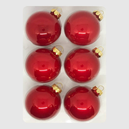 Cseresznyepiros gyöngyházfényű karácsonyi üveggömb, 8 cm, 3. kép