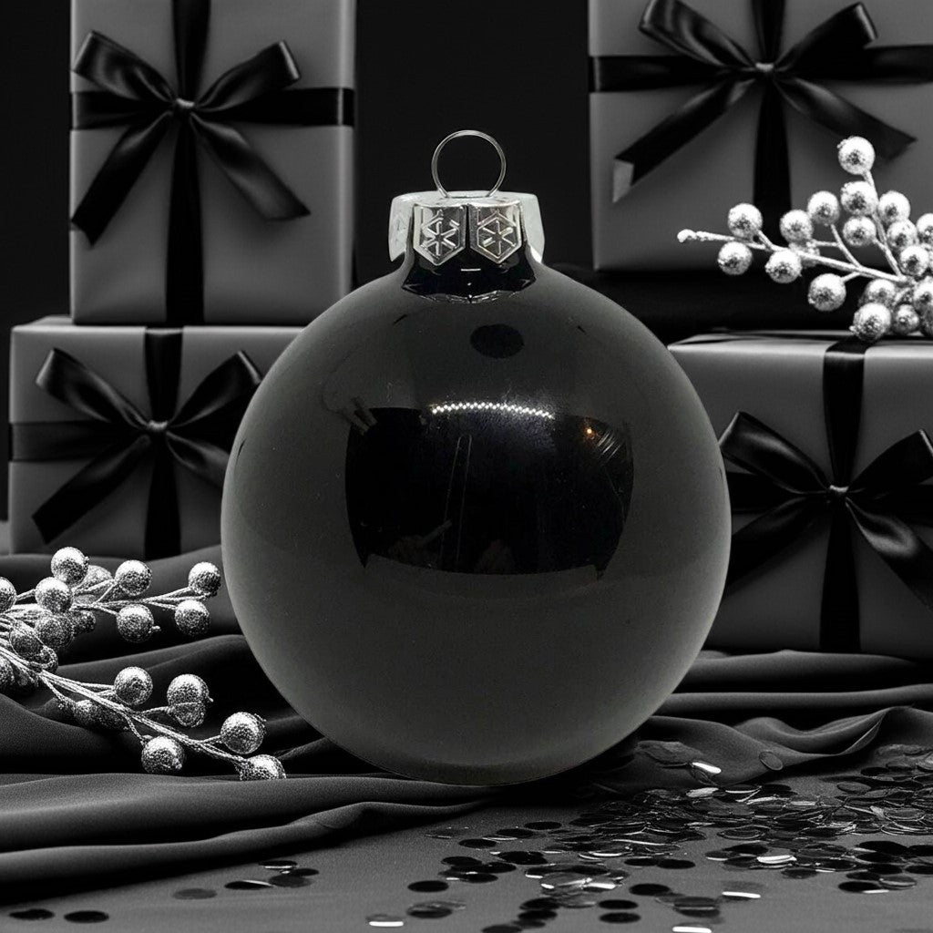 Black üveg karácsonyi gömb szett 6*8cm fekete - 2