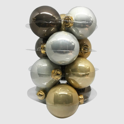 Sötétszürke-ezüst-pezsgő gyöngyházfényű üveggömb, 6 cm, 4. kép