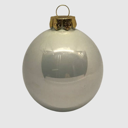 Sötétszürke-ezüst-pezsgő gyöngyházfényű üveggömb, 6 cm, 6. kép