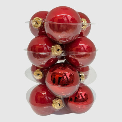 Piros karácsonyi üveggömb, 6 cm, 3. kép
