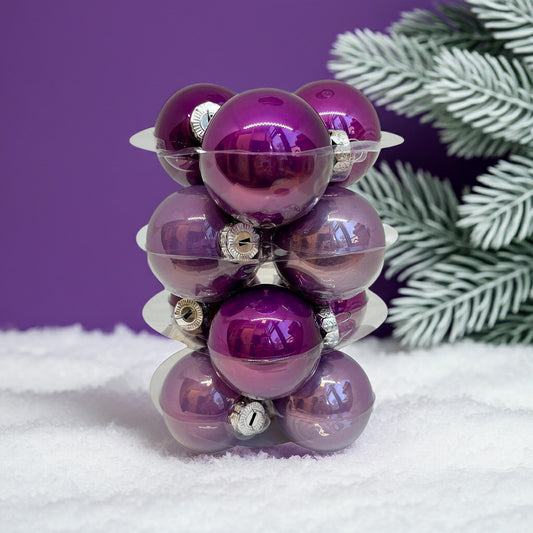 Lila üveg karácsonyi gömb szett 12 db 6 cm — Purple, Budsi Kft.