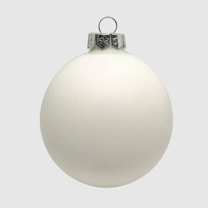 Fehér matt karácsonyi üveggömb, fényt nem tükröző felület, 8 cm, 4. kép
