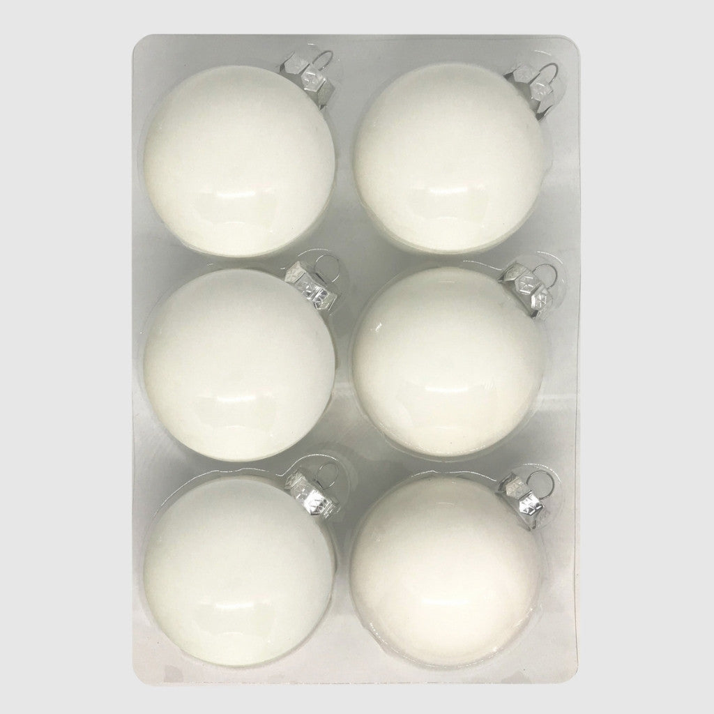 Just White fényes fehér üveg karácsonyi gömb szett 6*8cm - 3