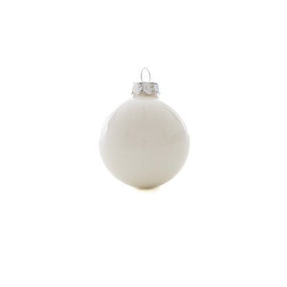 Fehér fényes karácsonyi üveggömb szett, 6 cm, 12 db