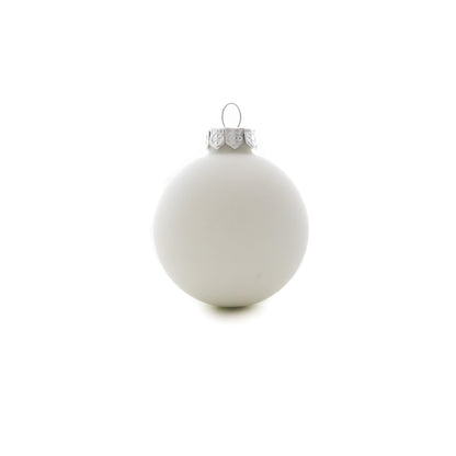 Fehér matt karácsonyi üveggömb szett, 6 cm, 12 db