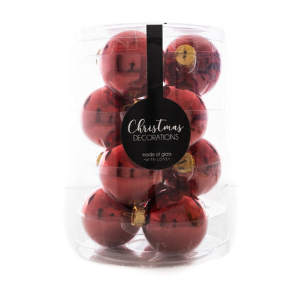 Red Shiny üveg karácsonyi gömb szett fényes piros 12*6cm