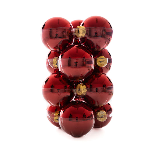 Red Shiny üveg karácsonyi gömb szett fényes piros 12*6cm