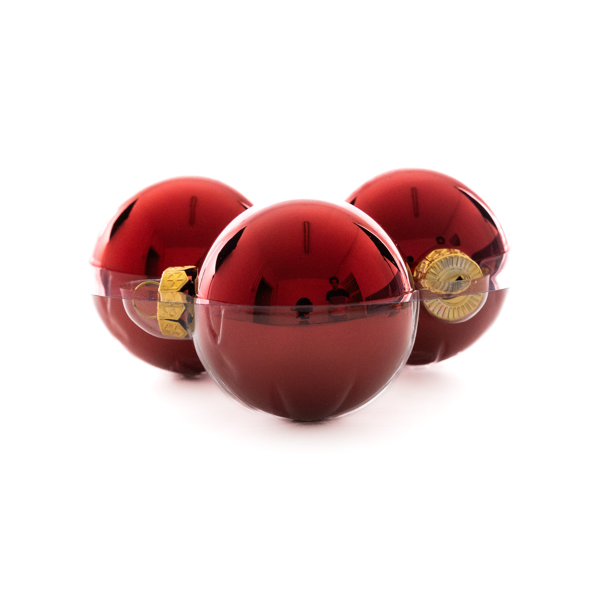 Red Shiny üveg karácsonyi gömb szett fényes piros 12*6cm