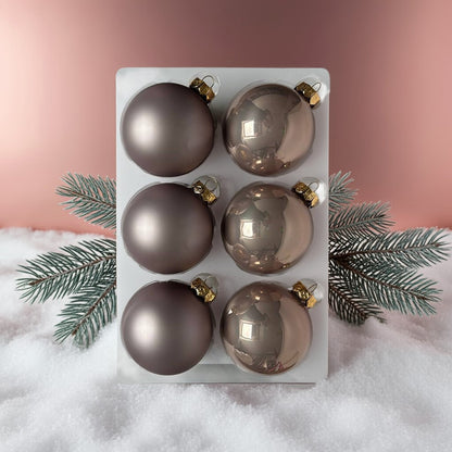 Rosegold karácsonyi üveggömb szett, 8 cm, 6 db