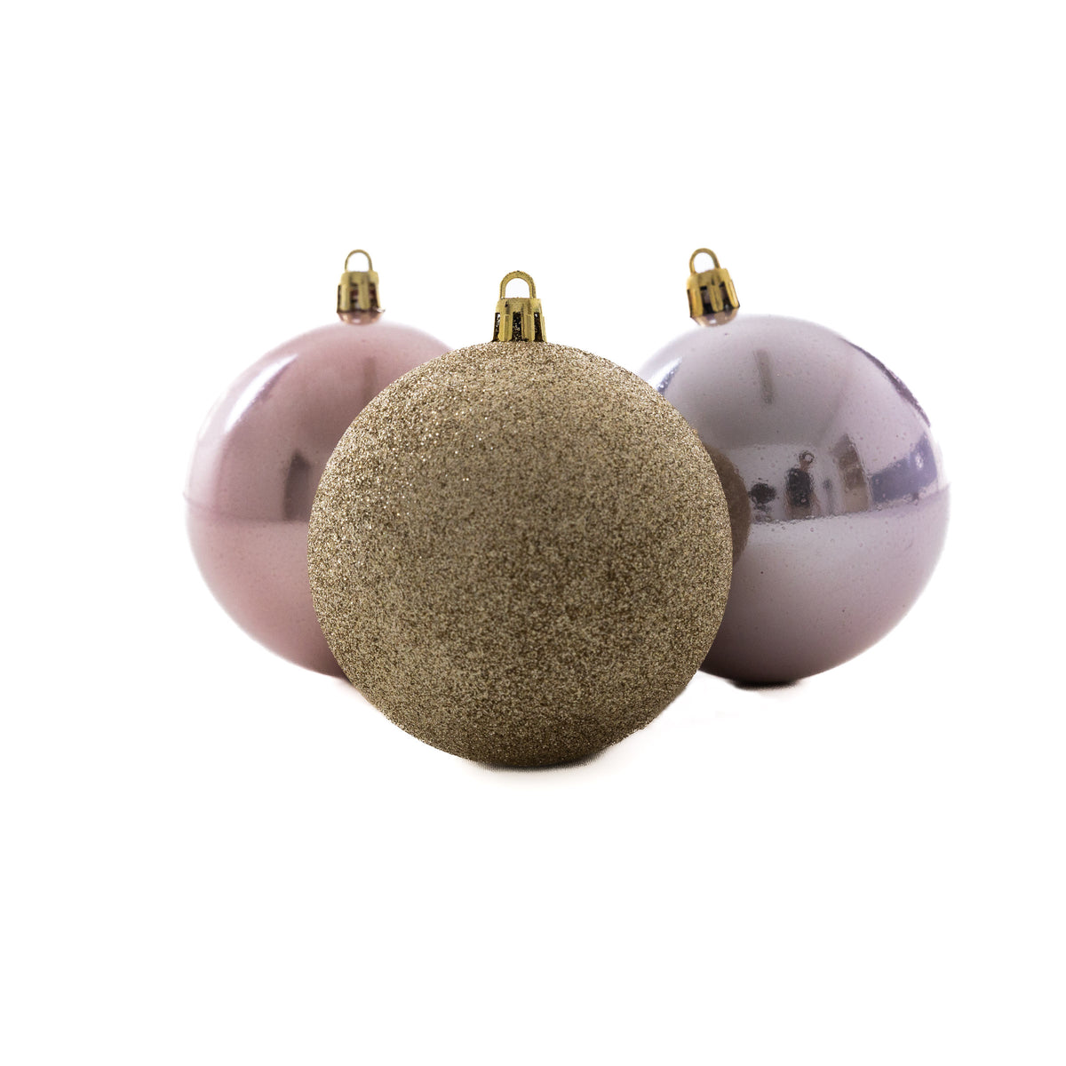 Rózsaszín-rosegold műanyag gömb szett 8 cm 6 db