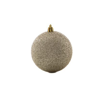 Pezsgő-fehér gyöngyház műanyag gömb szett 8 cm 6 db