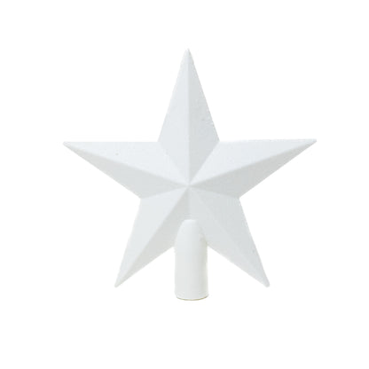 Fehér glitteres csúcsdísz csillag 19 cm