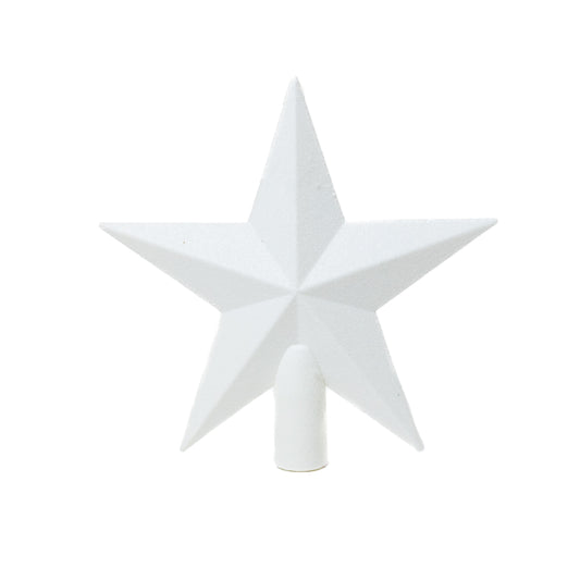 Fehér glitteres csúcsdísz csillag 19 cm