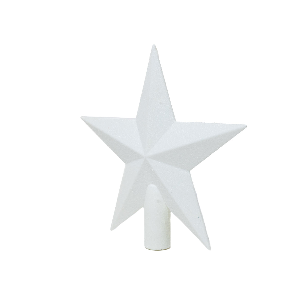Fehér glitteres csúcsdísz csillag 19 cm