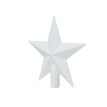 Fehér glitteres csúcsdísz csillag 19 cm