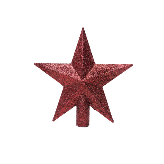 Bordó glitteres csúcsdísz csillag 19 cm