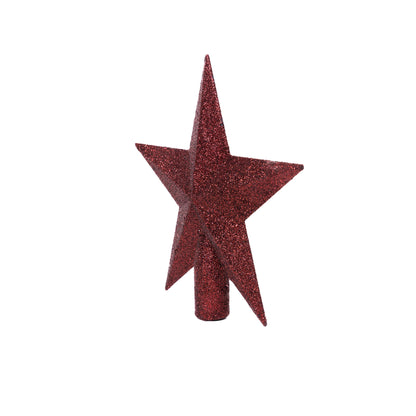 Bordó glitteres csúcsdísz csillag 19 cm