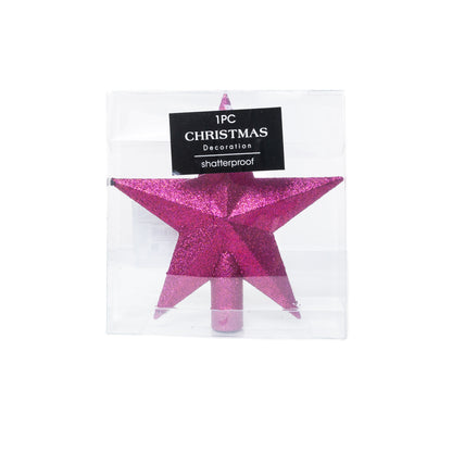 Glitteres csúcsdísz csillag 19 cm 2 rózsaszín