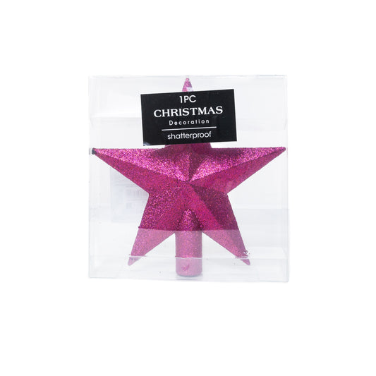 Glitteres csúcsdísz csillag 19 cm 2 rózsaszín