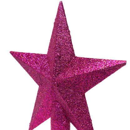 Glitteres csúcsdísz csillag 19 cm 2 rózsaszín