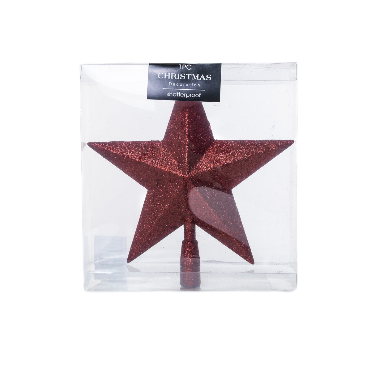 Bordó glitteres csúcsdísz 28.5 cm