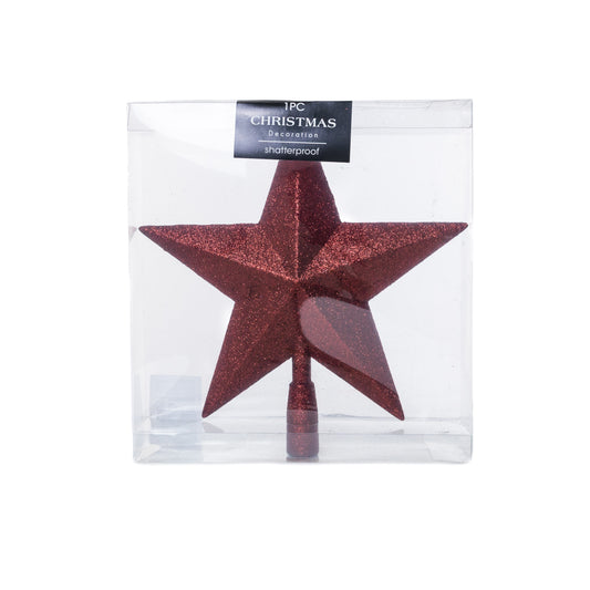 Bordó glitteres csúcsdísz 28.5 cm