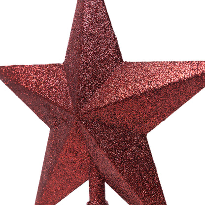 Bordó glitteres csúcsdísz 28.5 cm