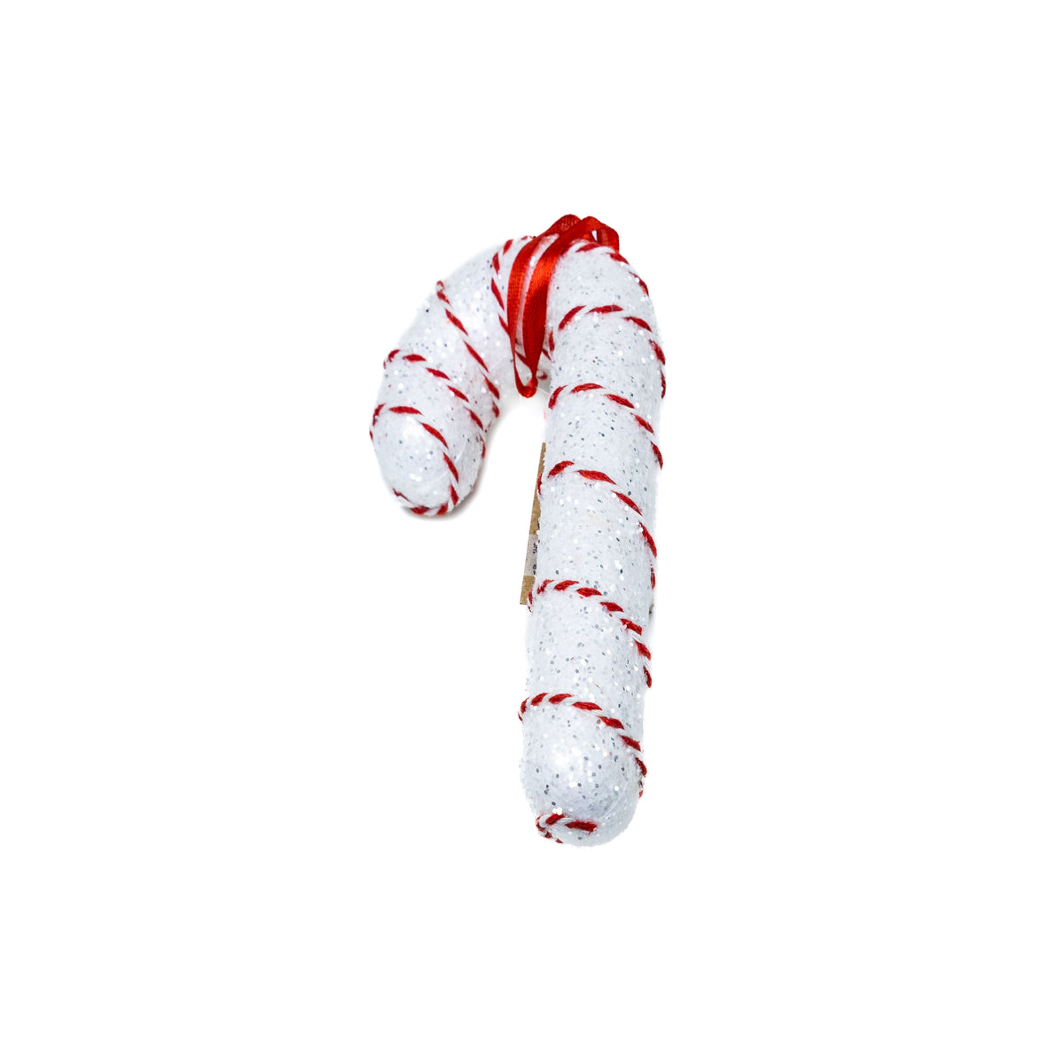 Cukorpálca dísz 16.5 cm, Fehér, piros-fehér szalag változat, 2. kép