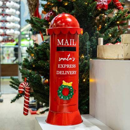 Piros fém karácsonyi postaláda Santa's Express Delivery felirattal, 53 cm