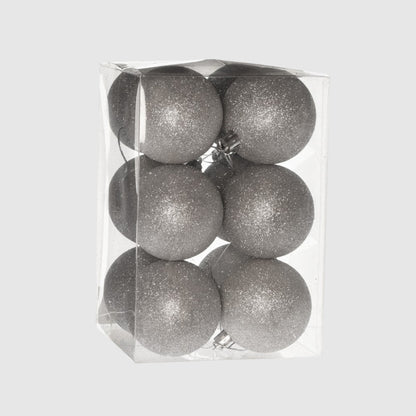 Ezüst glitteres törhetetlen műanyag gömb, 6 cm, 2. kép
