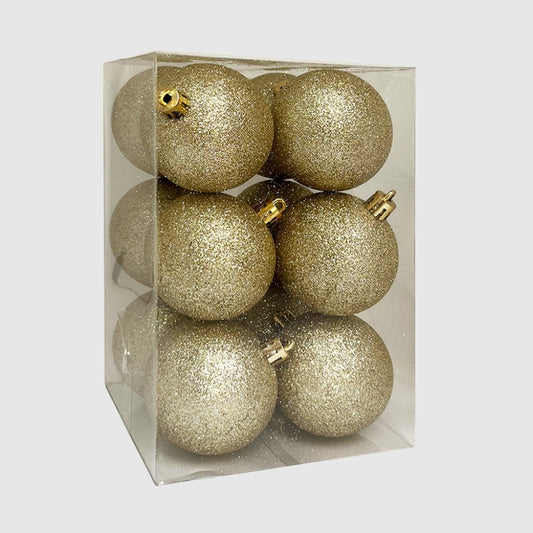 Arany glitteres törhetetlen műanyag gömb, 6 cm, 2. kép