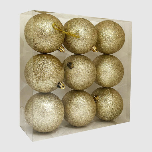 Arany glitteres törhetetlen műanyag gömb, 8 cm, 2. kép