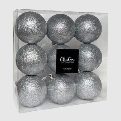 Ezüst glitteres törhetetlen műanyag gömb, 8 cm, 2. kép