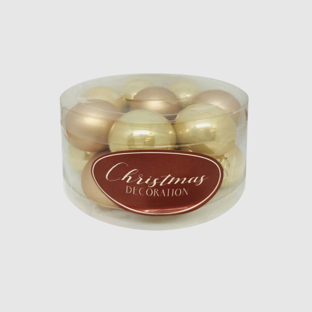 Pezsgőszínű üveg karácsonyi gömb szett 16*3cm - 3