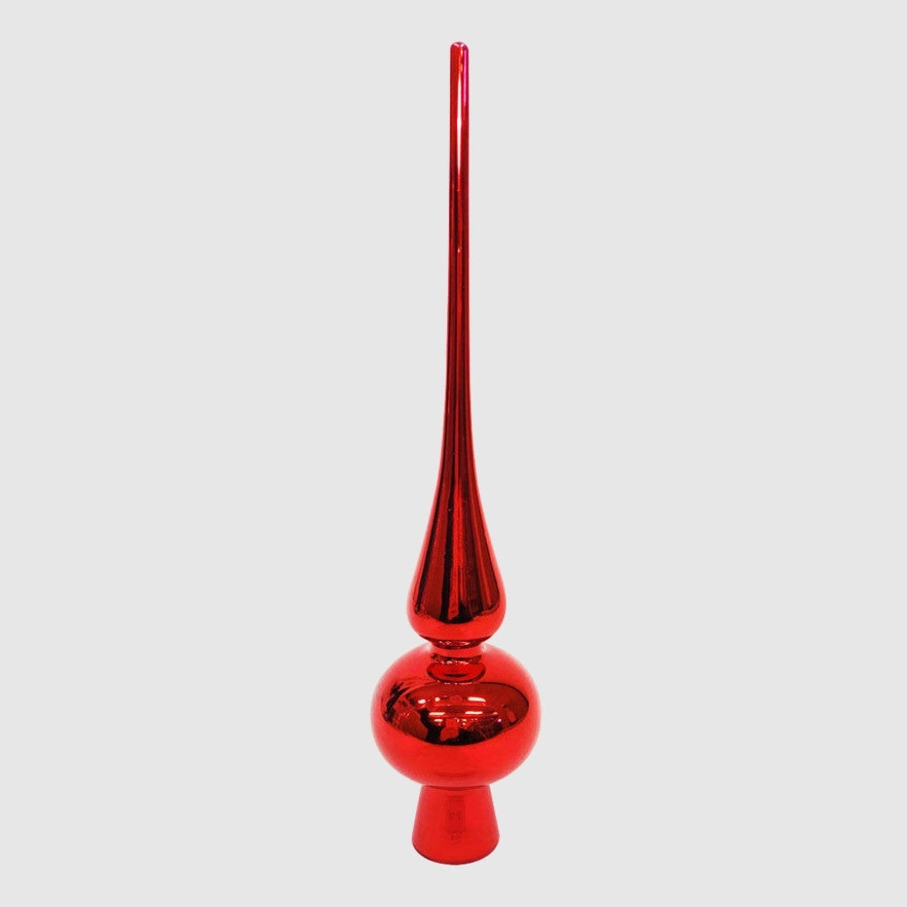 Piros üveg csúcsdísz 25,5cm - 3