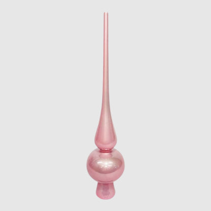 Babarózsaszín fényes üveg csúcsdísz, 25,5 cm, 3. kép