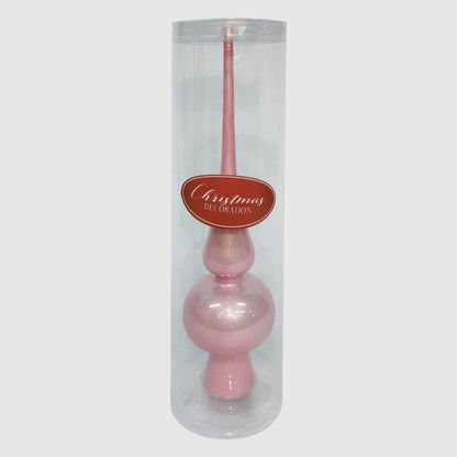 Babarózsaszín fényes üveg csúcsdísz, 25,5 cm, 4. kép