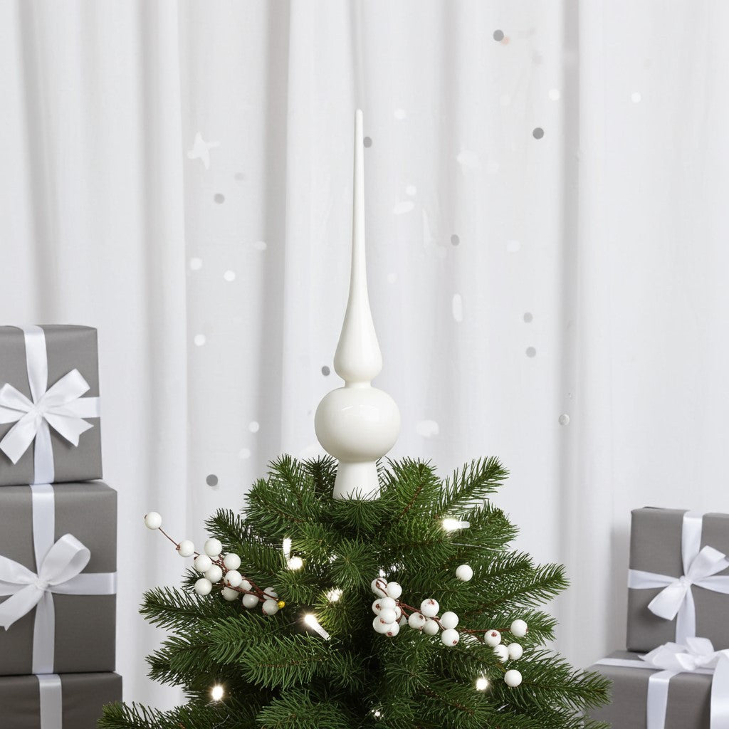 Fehér üveg csúcsdísz 25,5cm - 2