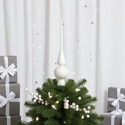 Fehér fényes üveg csúcsdísz, 25,5 cm, 2. kép